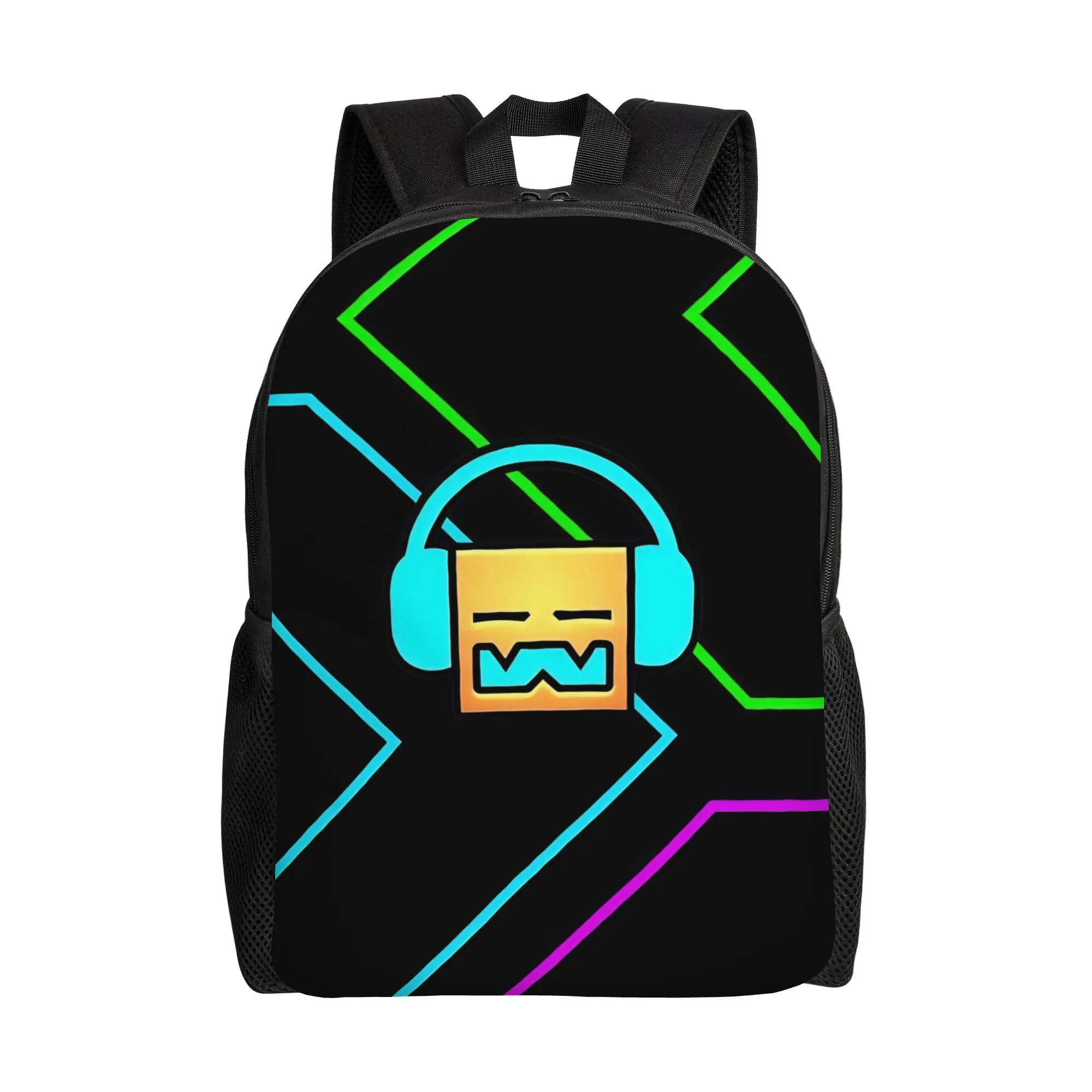 

Geometries Dash Games Backpack for Men Women Teenage High School Hiking Travel Daypack Laptop Computer Canvas Bags Sports