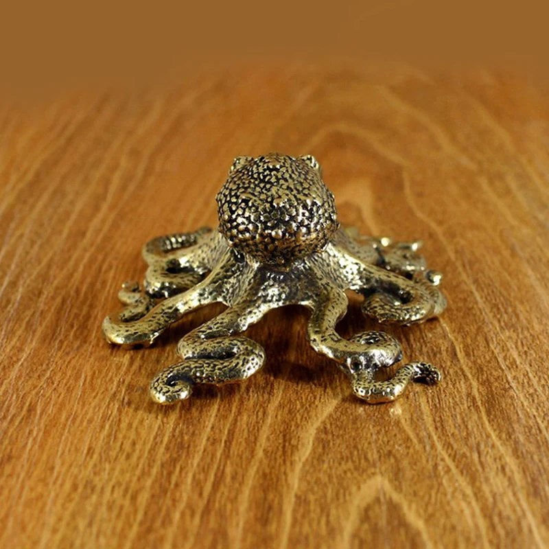 Gran oferta, decoración del hogar de pulpo antiguo, figuritas de animales de cobre y latón, accesorios de adorno de escritorio en miniatura, artesanía de mesa creativa