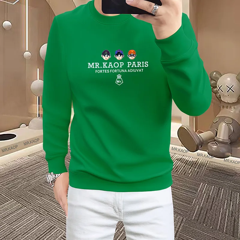 

Men's Premium Sweatshirt Long Sleeve Crew Neck Pullover Fashion Rhinestone Letter Comfort Trendy Hoodie Top Male Clothing