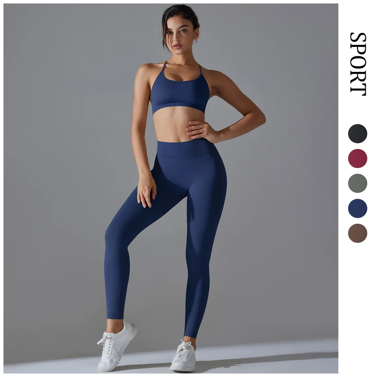 Seamless Yoga Sets Sports Fitness Tight Hip-lifting Backless Bra Pants Suits Running Cycling Workout Gym Leggings Sets for Women