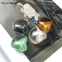 Transparent Resin Large Rings Geometric Oval Wide Chunky Vintage Jewelry Gift for Women 2024 New IN HUANZHI