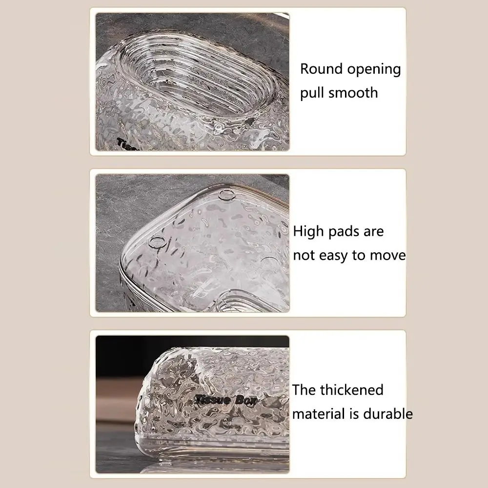 Sinking Design Irregular Tissue Box INS Wide Mouth Clear Paper Holder Smooth Extraction Glacier Wave Modern Napkin Dispenser