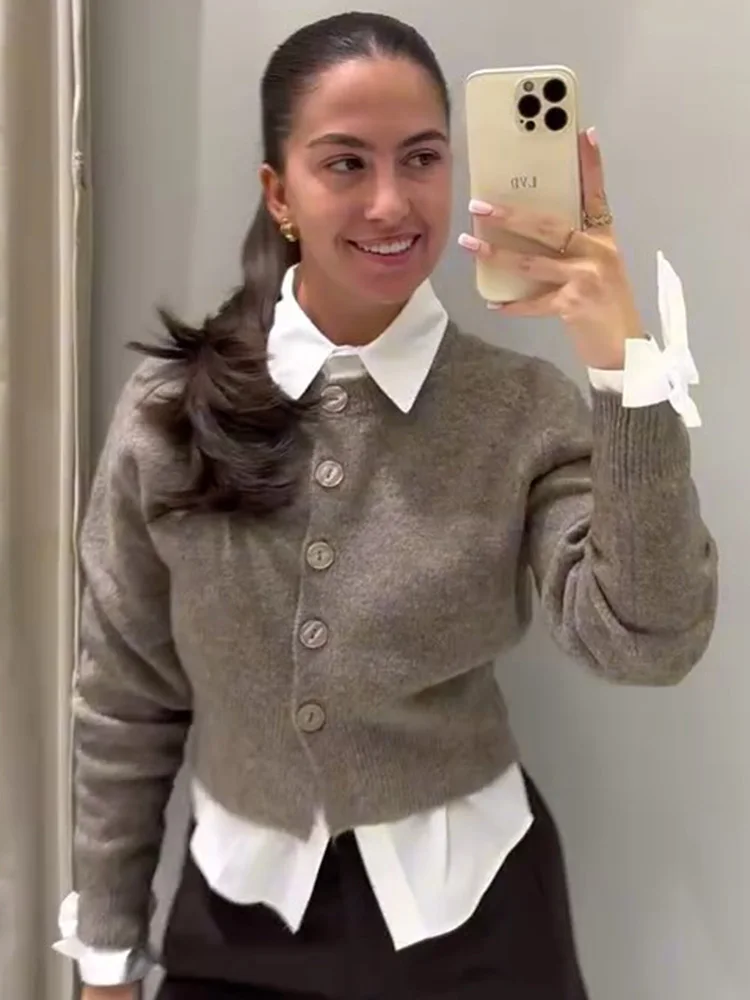 

HH Woman's Fashion Solid Knitted Tops Round Collar Single-Breasted Coat Autumn Women Casual Button Long Sleeve Cardigan Trendy