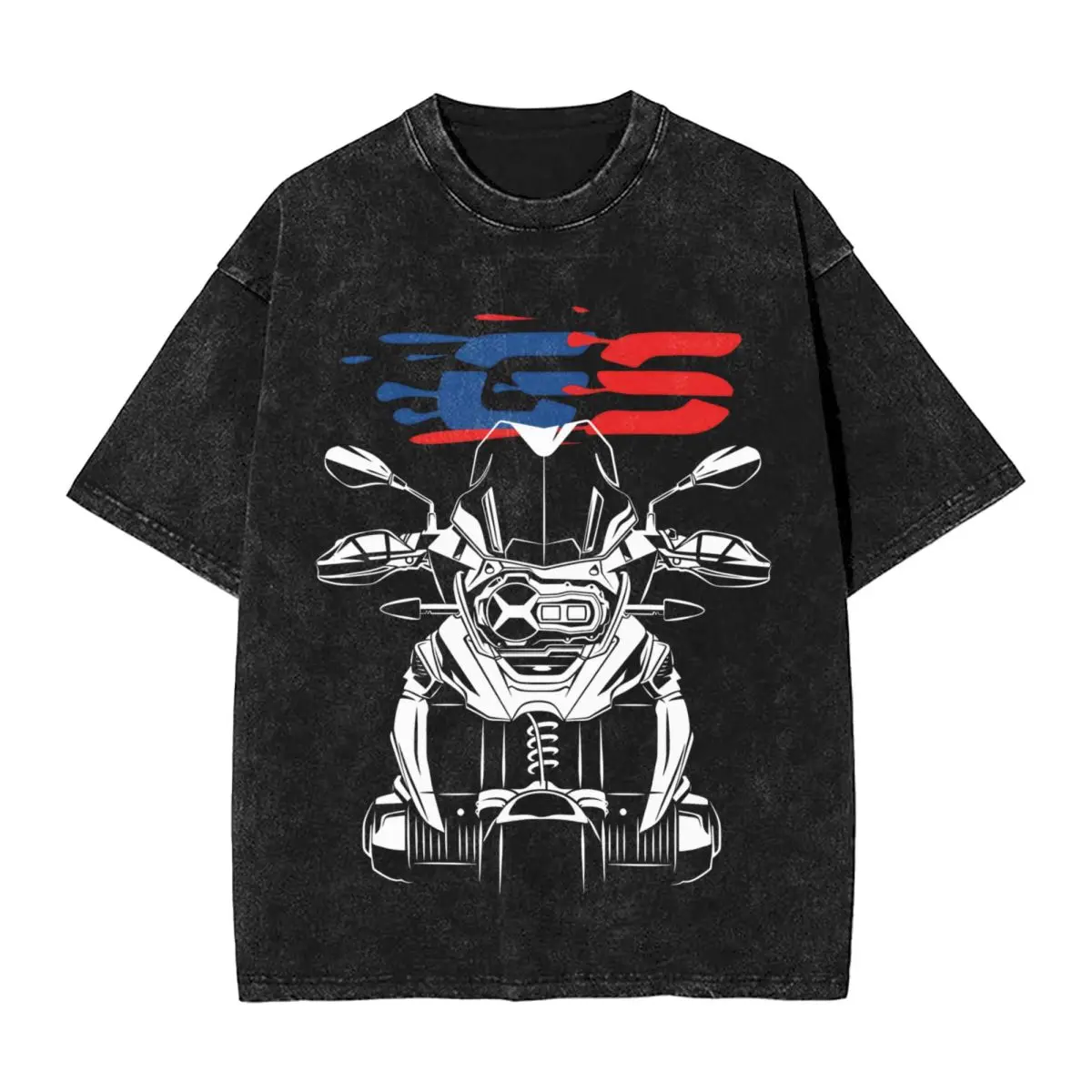 Make A Life Ride GS Motorcycle woman Men Cotton Washed Hot stamping Print T-Shirt Cotton Men's Summer Short Sleeve Tees