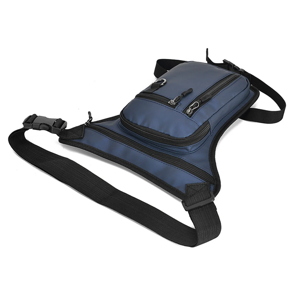 Bolso lateral de pierna de motocicleta para hombre, bolso de viaje táctico multibolsillo, paquete de pierna de cadera de motocicleta de cuero PU, bolsa de paseo para deportes al aire libre