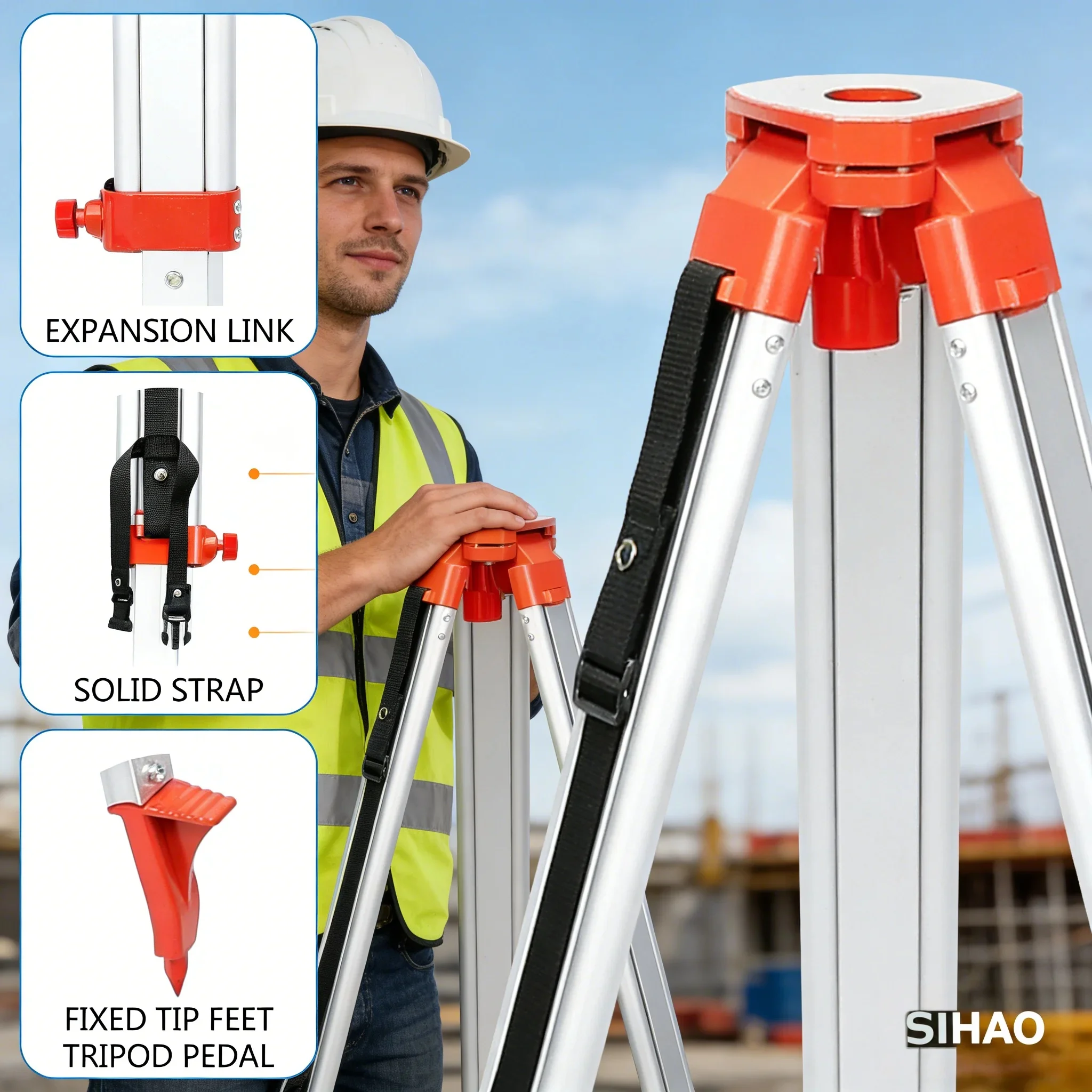 

Aluminum 1.65M Laser Level Tripod And Staff Kit with Adjustable Height Tripod 5M Staff Engineering Surveying And Mapping Tool