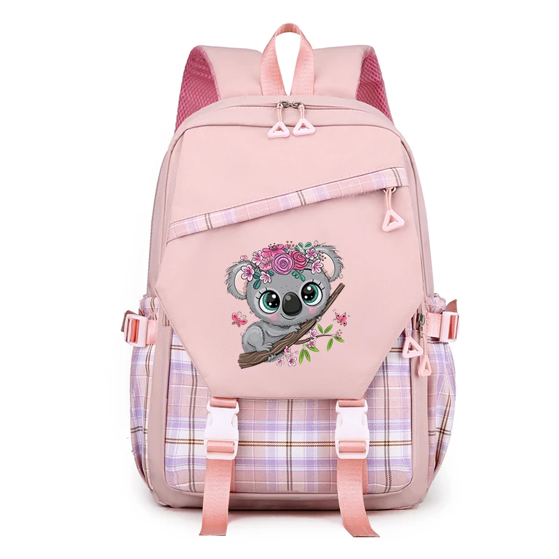 

Koala with Flower Funny Design Kids School Bag Girls Teenager Backpack Back Pack Anime Cartoon Bookbag Waterproof Travel Bagpack