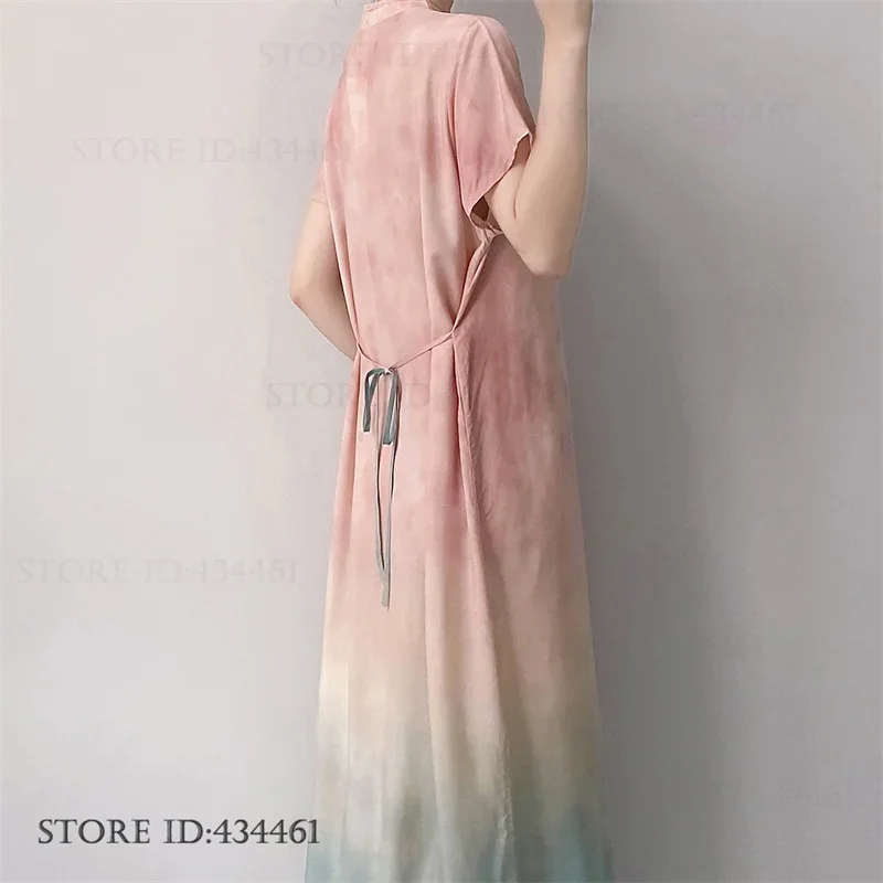 Plus Size Female Long Nightgown Loungewear New Chines Style Sleepwear Nightdress Summer New Nightdress Homewear Loose Loungewear 4