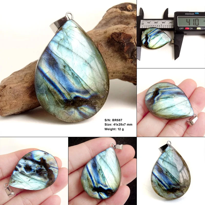 Stone Craft Natural Labradorite Raw Stone Polishing Geometric Shape Crystal Labradorite Pendent Exquisite Natural Training Stone