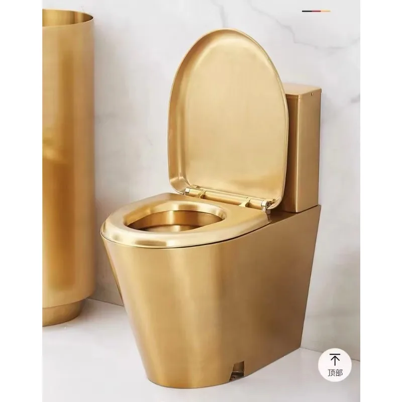 YULI Modern Design Dual-Flush 304 Stainless Steel One-Piece Toilet For Hotel And Prison Bathrooms Gold