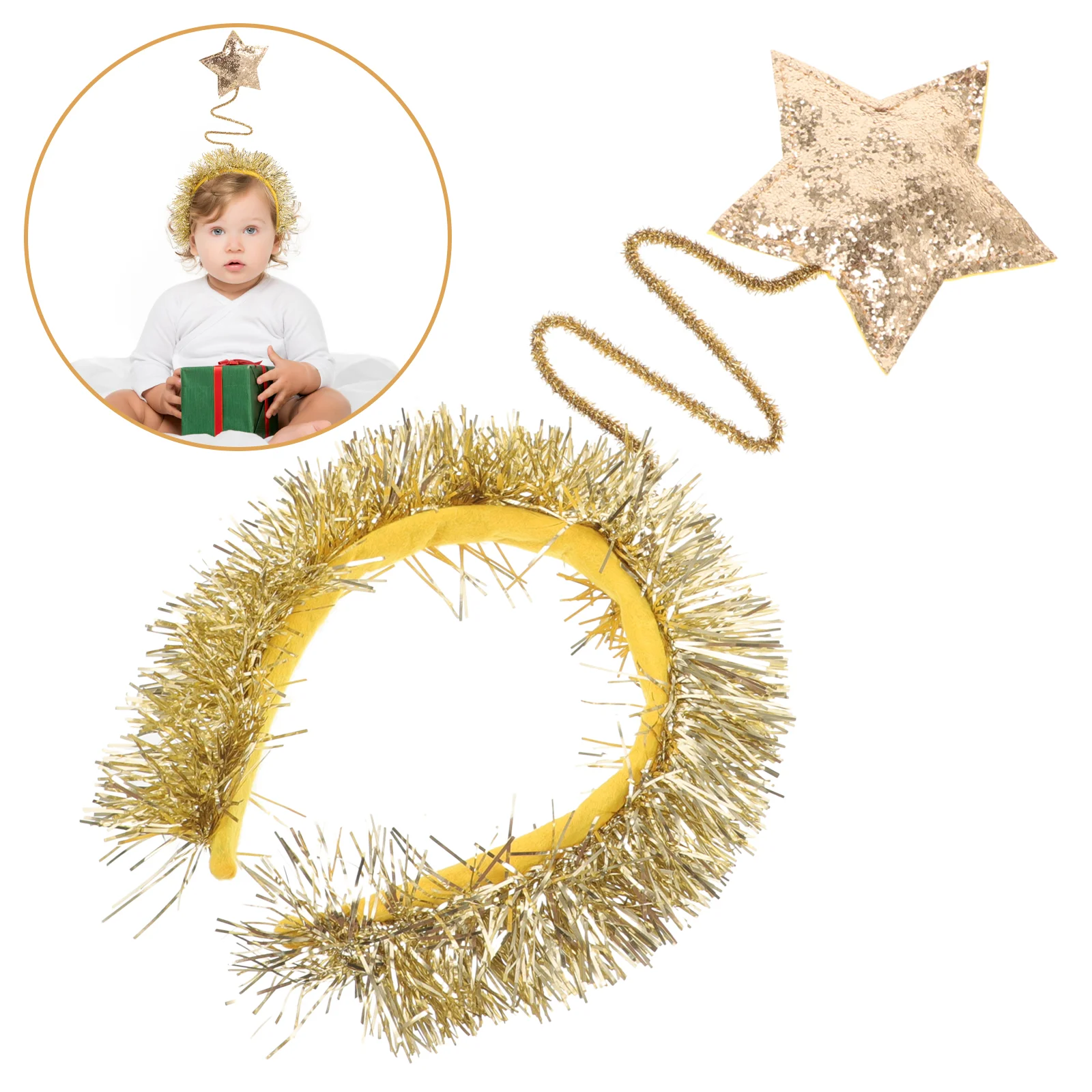 1PC Star Hair Band Birthday Party Woman Hair Fashiona Girl Headdress for Kids Girls Boys (Golden) Party Hair Hoop