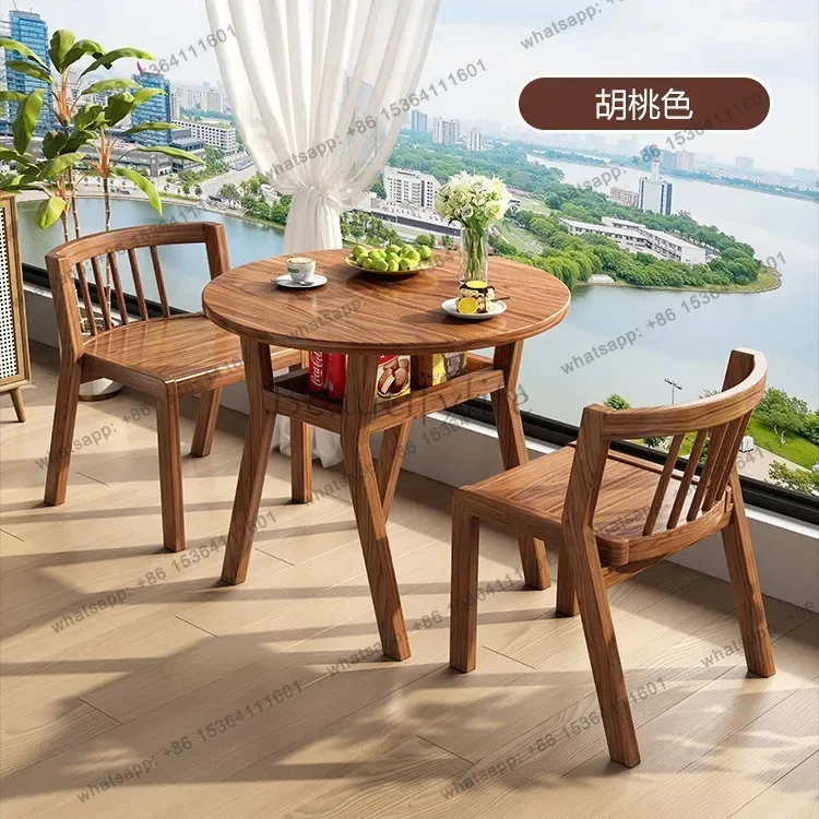 yj58 New two-chair tea table, solid wood small combination, one table and two chairs three-piece set