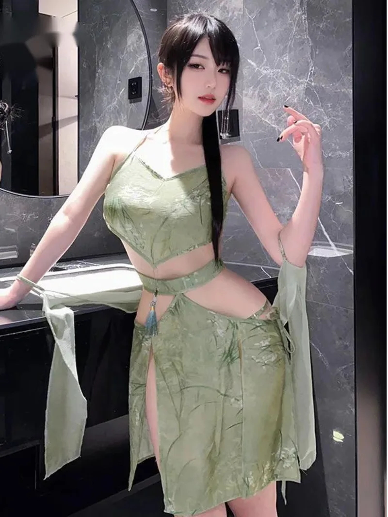 moda egzotyczna letnia odzież damska nowy szal wiszący kołnierzyk backless słodka, świeża i urocza wróżka elegancka sukienka HBWL