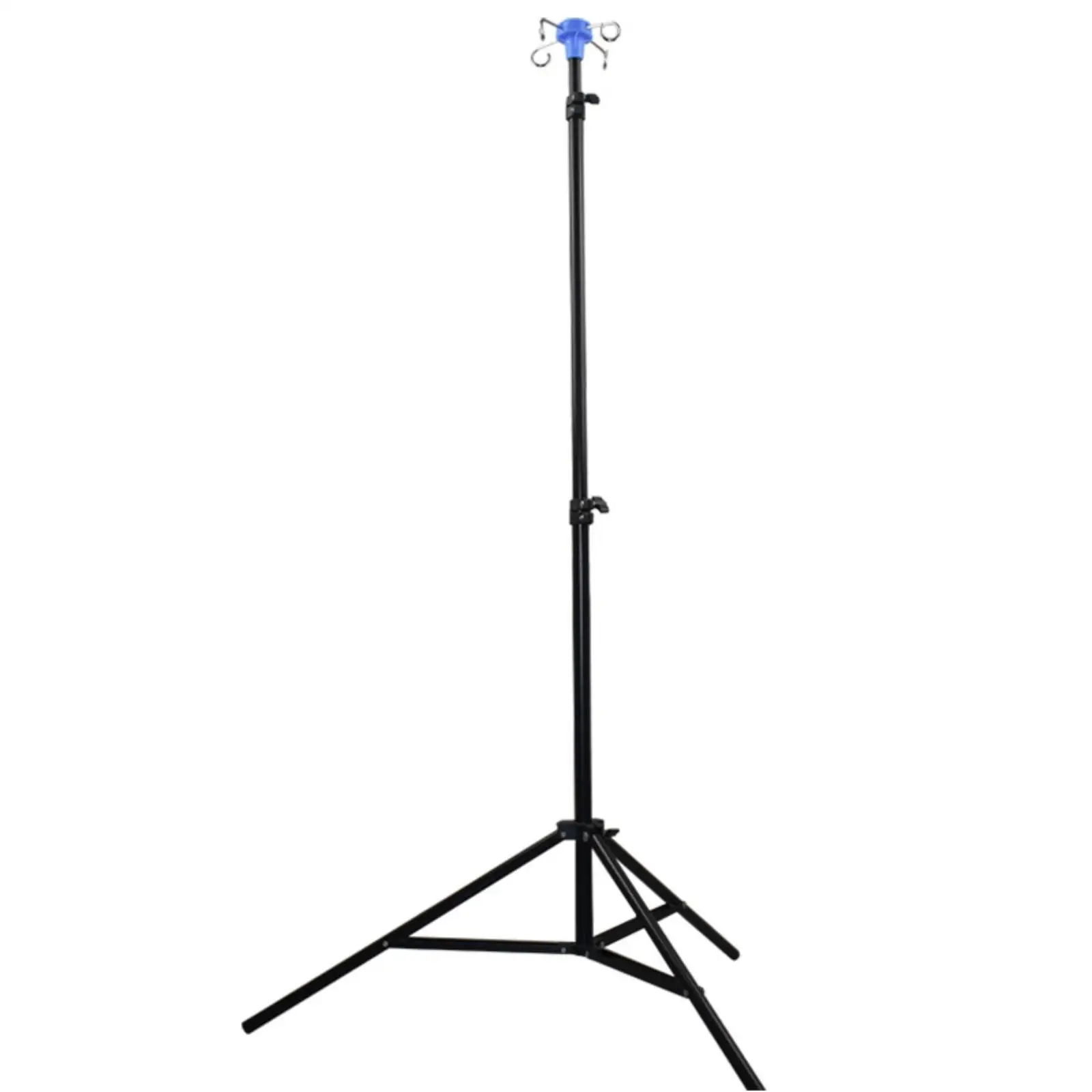 Four Hook Portable Infusion Pole Stand Adjustable Height Steel Tripod Base Foldable for Home Medical Use
