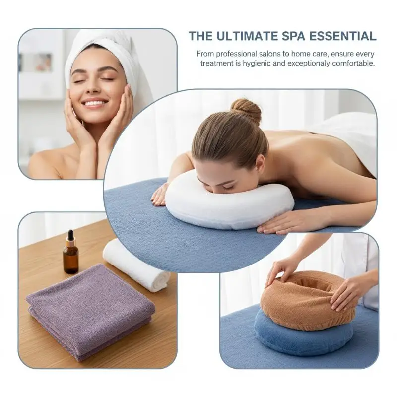 Spa Salon Bed Cover U Shaped Headrest Pillow Microfiber  Reusable Soft Sheet for Massage Table Use
