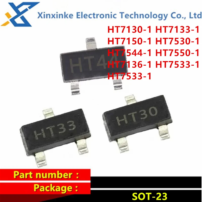 20PCS HT7130-1 HT7133-1 HT7150-1 HT7530-1 HT7544-1 HT7550-1 HT30 3V 3.3V 5V 4.4/3.6V SOT23 SMD LDO Low Dropout Linear Regulator