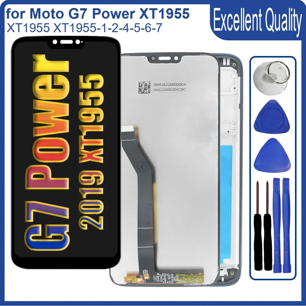 Tested LCD for Motorola Moto G7 Power XT1955 LCD Display Screen Digitizer Replacement for Moto G7 Power XT1955-4 LCD With Frame