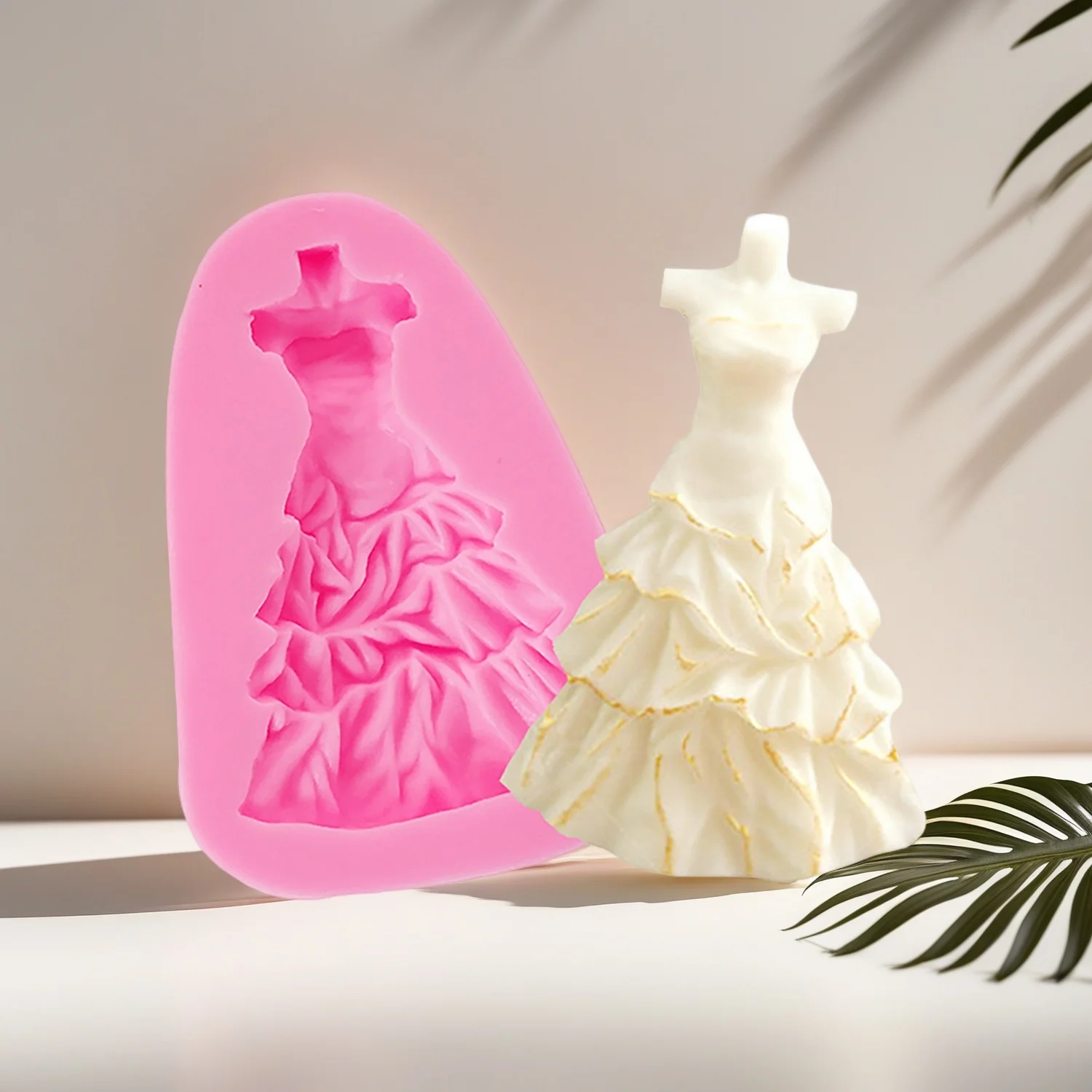 Girl Dress Molds Cupcakes Cake Fondant Chocolate Sugarcraft Clay DIY Gypsum Soap Scented Silicone Molds