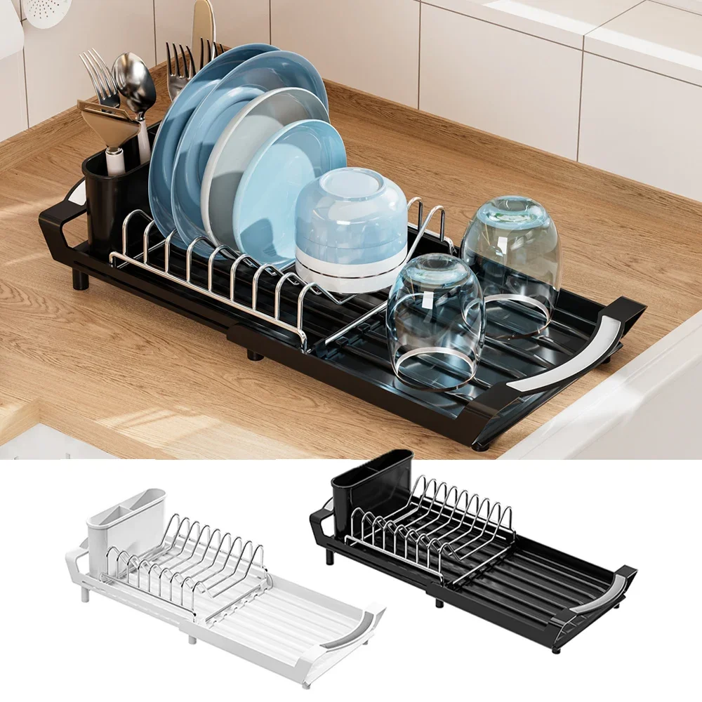 

Dish Drying Rack Extendable Dish Rack Kitchen Counter Saving Countertop Space Dish Drainer Stainless Steel Drying Rack Cutlery