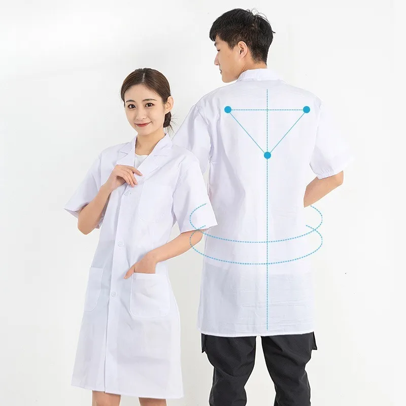 반팔 실험실 가운 의사 간호사 학생 의료 미용 클리닉 약국 작업복 슬림핏