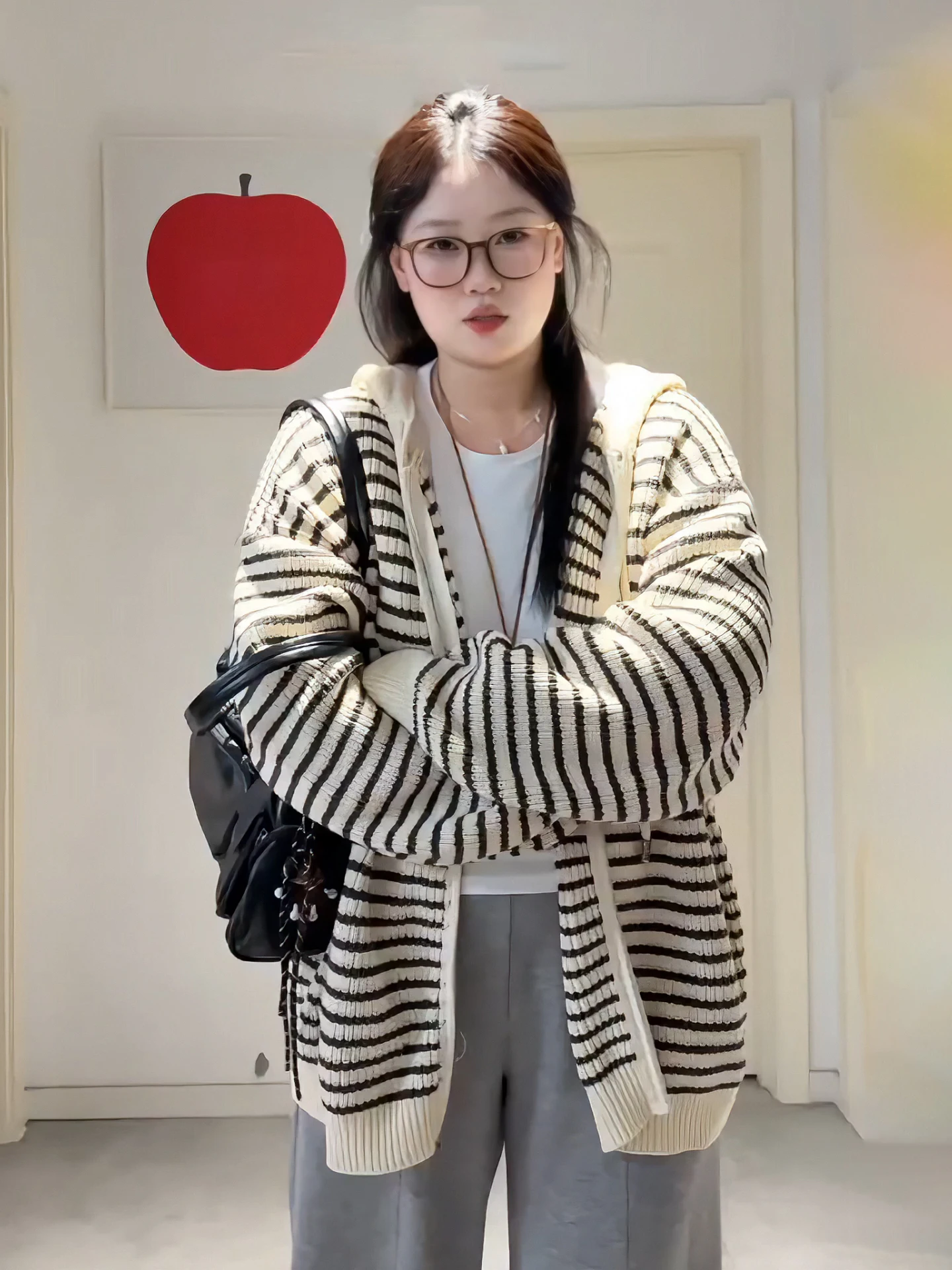 

Повседневный вязаный открытый кардиган больших размеров в полоску с капюшоном, женский осенне-зимний свободный свитер Lazy Sle, топ Jaet