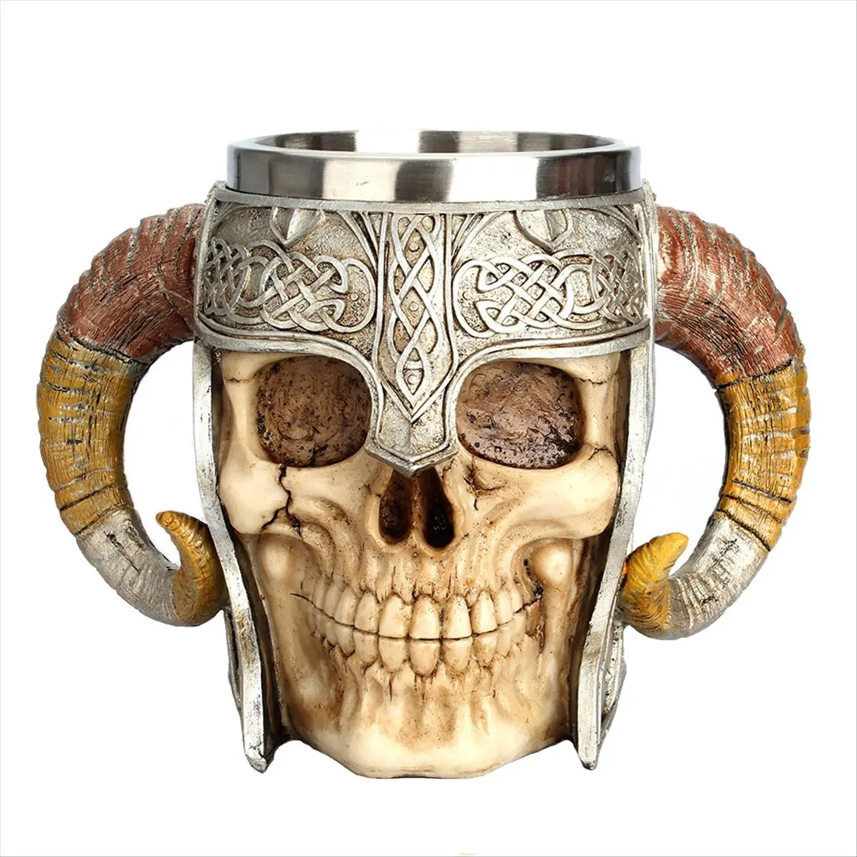 A013 Stainless Steel Skull Mug Drinking Cup Resin Beer Coffee Mug Tea Cup Halloween Bar Drinkware Gift