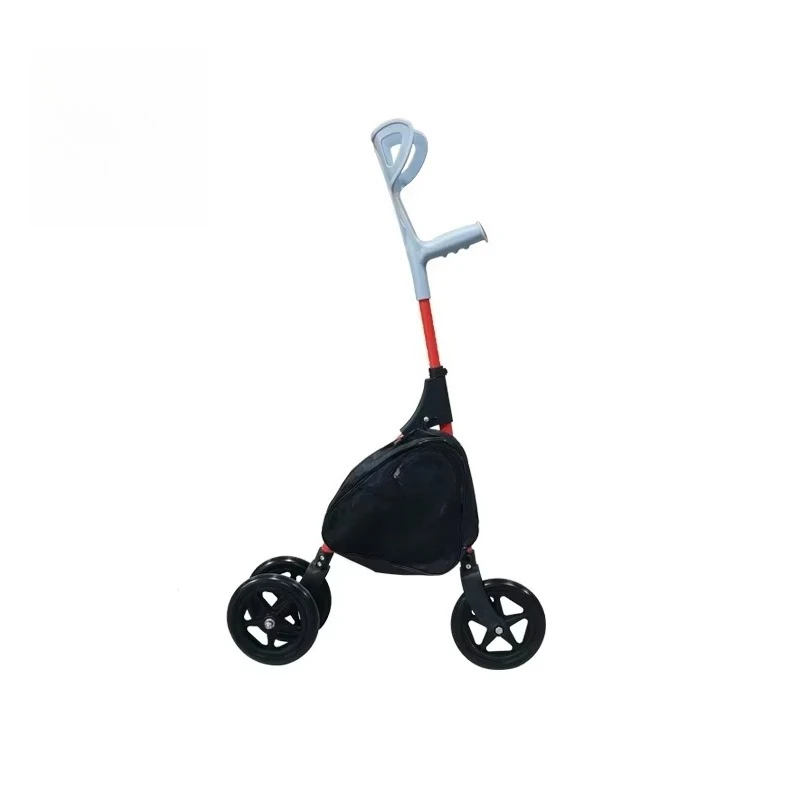 Meidical Elderly Walking Crutch Walker Rollator with Wheels Three-wheeled Walker
