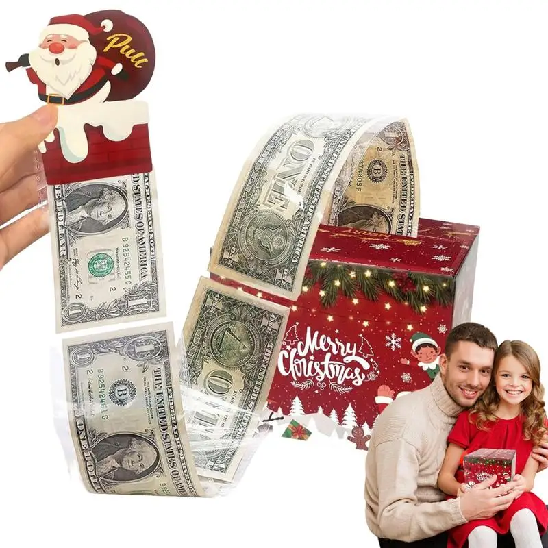 Christmas Cash Box Holiday Cash Box Holder Desk Decor Home Decor Pull Out Box Money Holder Merry Christmas Box Santa Pattern