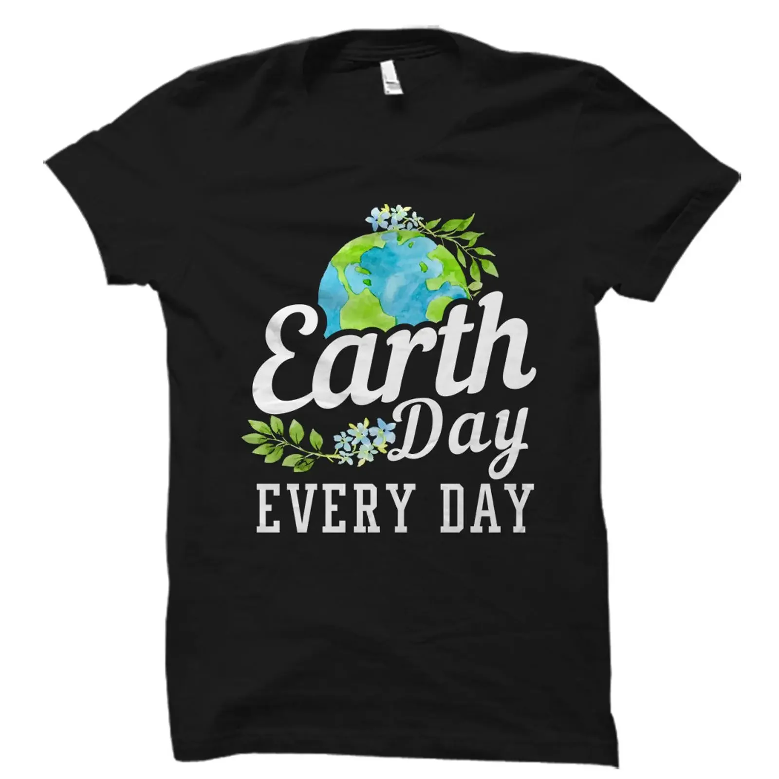 Earth Day Every Watercolor T Shirt Environmental Protection Casual  vintage Washed Stylish graphic streetwear