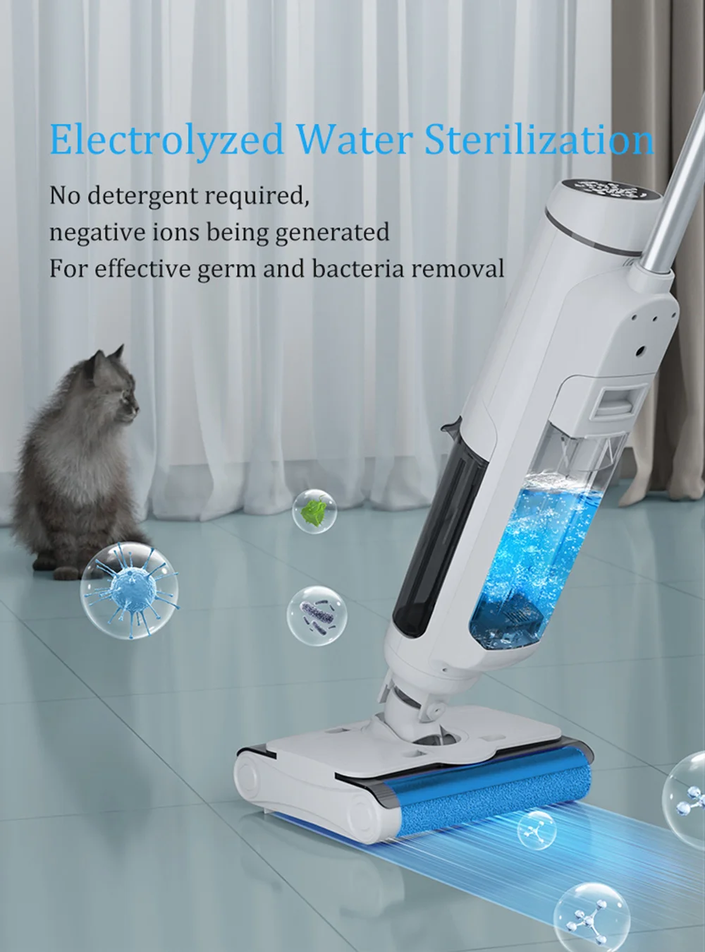 カスタマイズ可能なS7ダブルローラーブラシ掃除機モップ家庭用フロアスクラバーセルフクリーニングウェット＆ドライコードレスフロアクリーナー