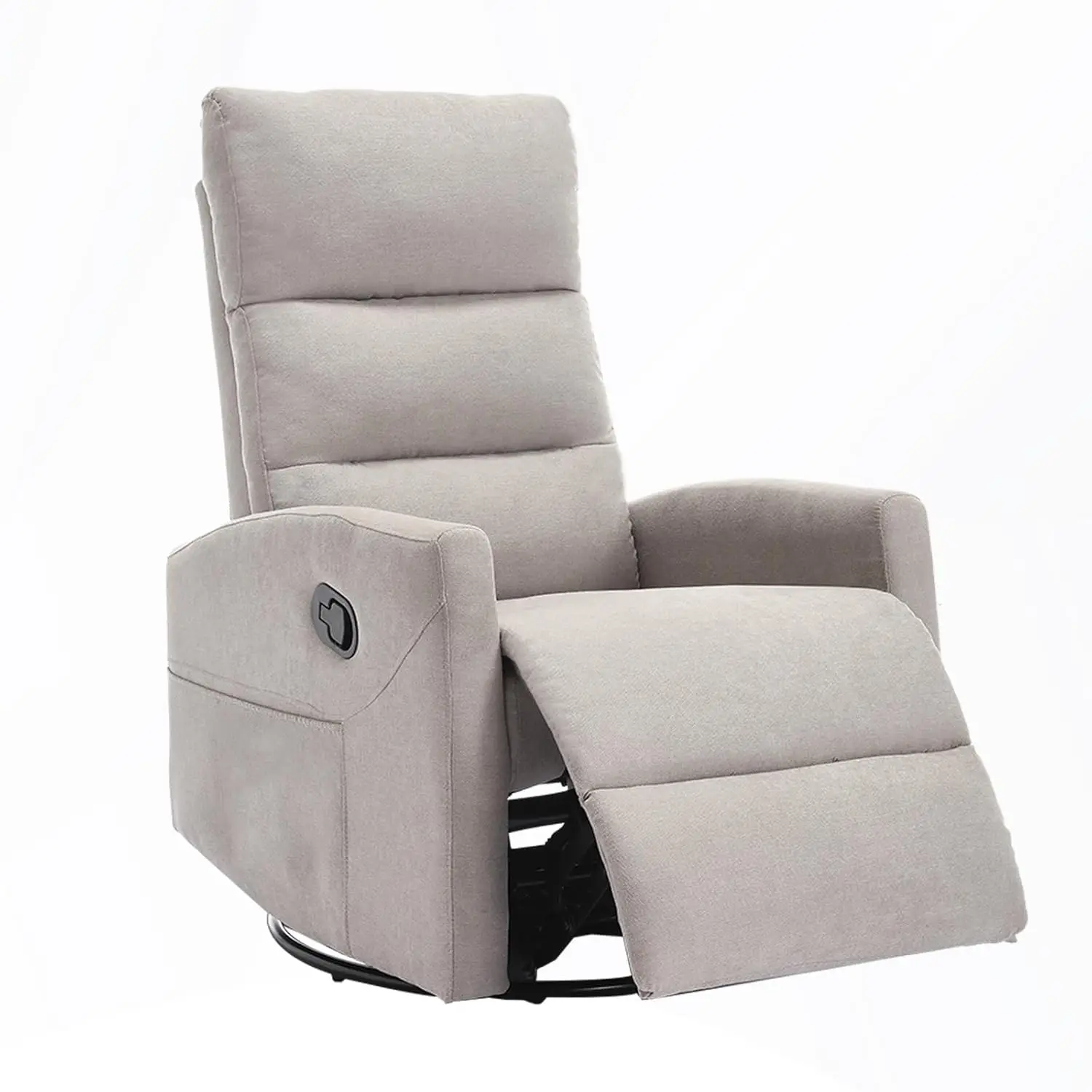 #360° Swivel Recliner Chair with Side Pockets Rocker for Small Living Room Bedroom Light Gray, Customized