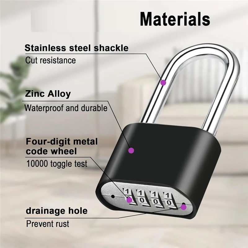 2Pcs Combination Lock, 4-Digit Heavy Duty Combo Lock, Combination Padlock Outdoor Waterproof Gate Locks For Fence-Y41A