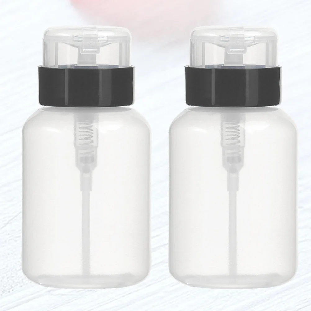 2 قطعة زجاجة مزيل طلاء الأظافر مع موزع ضخ بتصميم قابل للقفل لنقل السائل المريح مثالية للعناية بالأظافر #6
