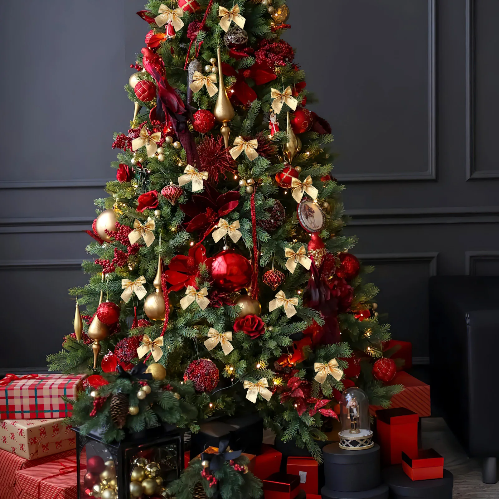 

24pcs Bows 5.5Cm Bling Bowknots For Tree Decoration Festival Party Bowknots Ornaments Diy Craft Ornament Decor Ribbon