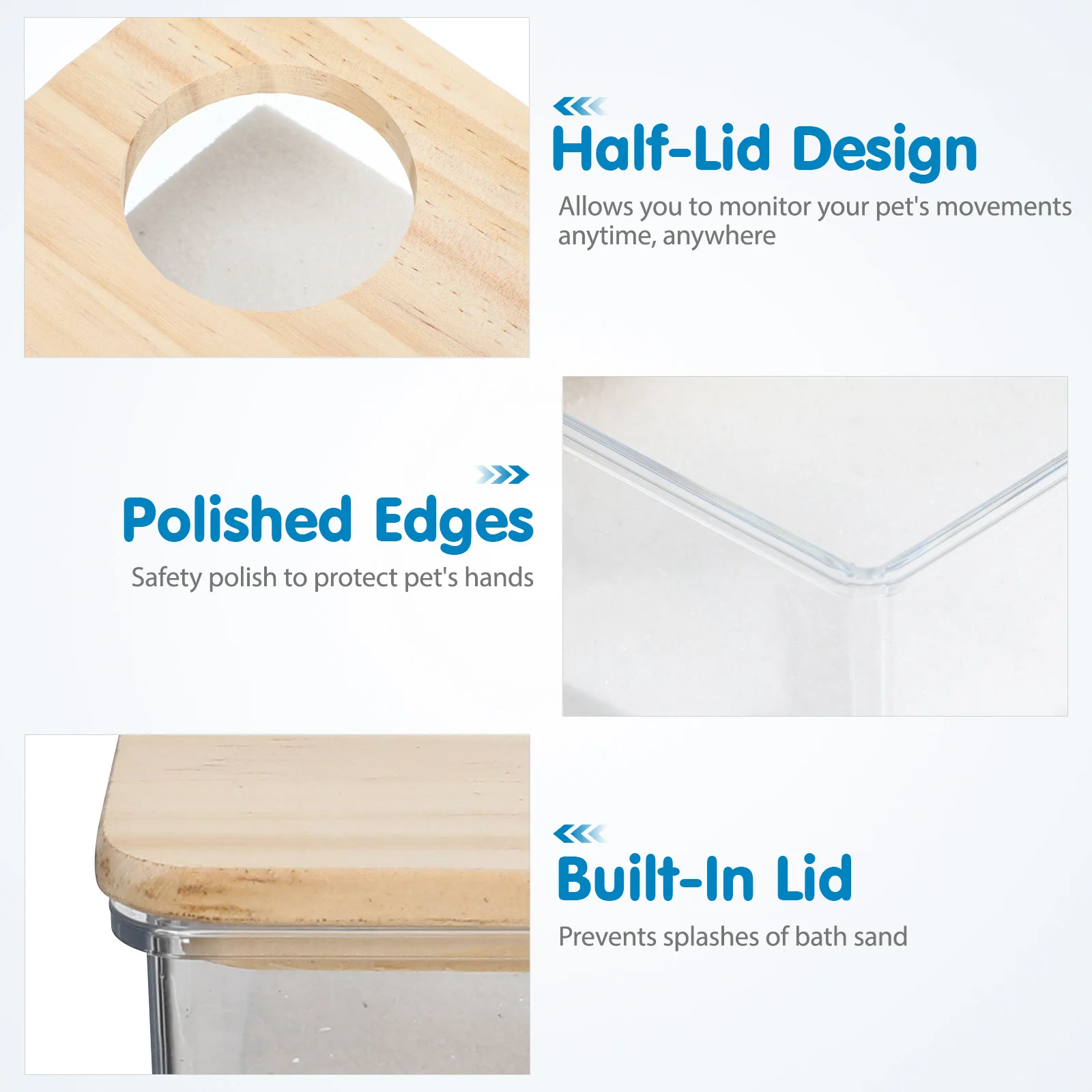 1 個砂浴ボックスアクリル透明小型ペットトイレハムスター浴槽入浴遊び掘りコンテナラットチンチラ用