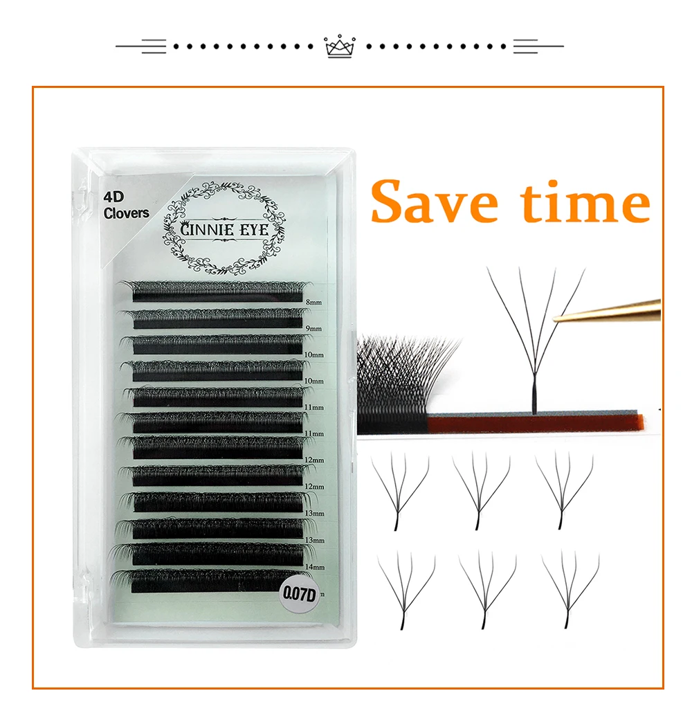 4D W Wimpernverlängerung 5D 3D Russland Volumen Wimpern Flauschige vorgefertigte Fächer Kleeblatt Nerz Faux Cil Lashes Dolly Hybrid Wimpern 3D Cilios – Detail 2