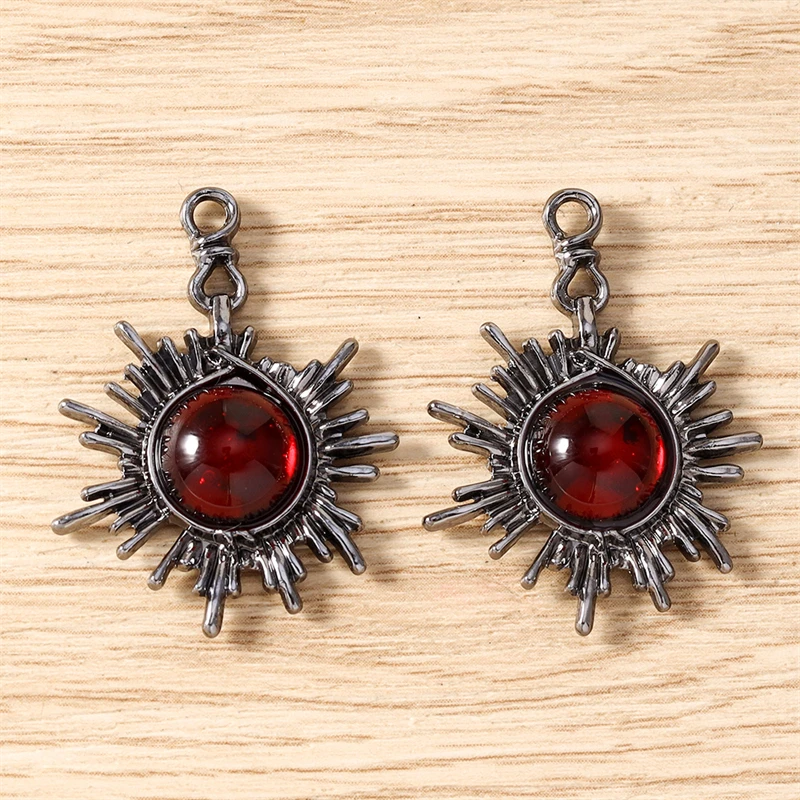 5 Stück 24x32mm Niedliche Bunte Kristall-Metall-Sonnenanhänger für Halsketten, Ohrringe, Armbänder, DIY-Bastelzubehör, Schmuckherstellungszubehör – Detail 19