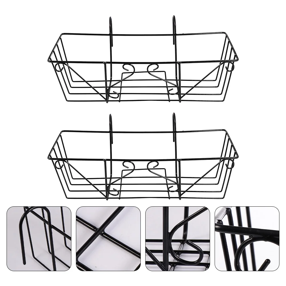 

2 Pcs Plant Stand Pots for Plants Hanging Square Planter Rack Coat Hanger Flowerpot Bracket Railing Basket