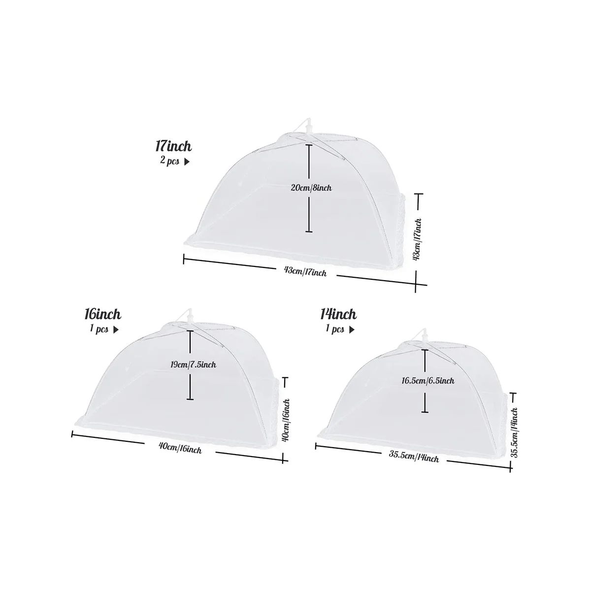 Сетчатая пищевая накидка, многоразовая Складная сетка для хранения продуктов, 14 дюймов, 16 дюймов, 17 дюймов, 4 упаковки