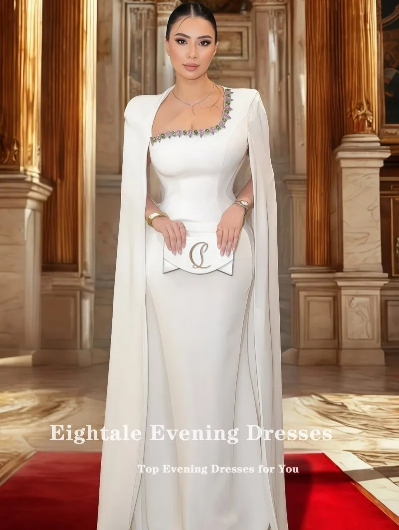 Suknia wieczorowa Eightale w stylu arabskim, dekolt okrągły, zdobiona koralikami, suknia balowa, szyta na miarę, krótkie rękawki, suknia na przyjęcie weselne, suknia syrena, suknia wieczorowa.