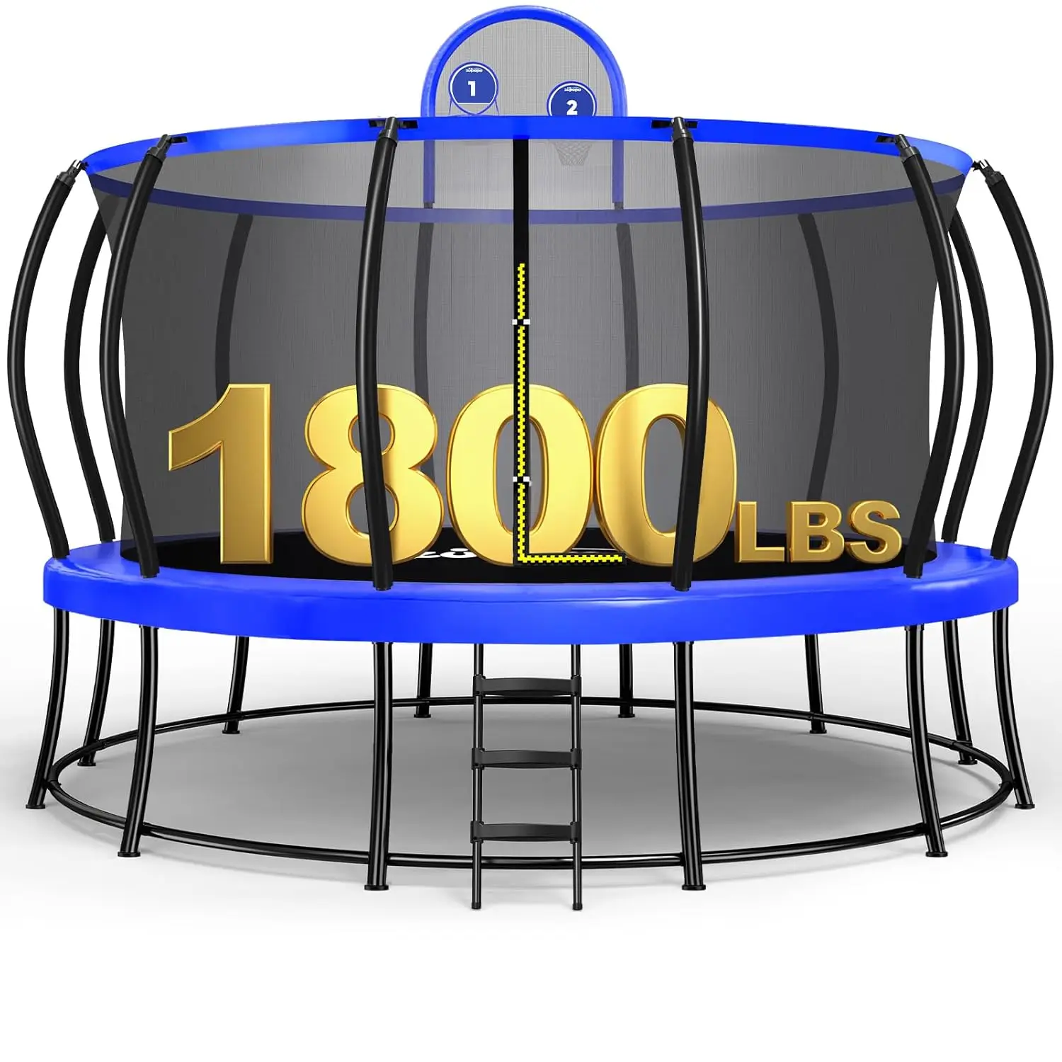 1800 LBS Tragfähigkeit, Lückenfreies Design, 16, 15, 14, 12 Fuß Trampolin mit Sicherheitsnetz und rutschfester Leiter, 10 Jahre Garantie, individuell anpassbar