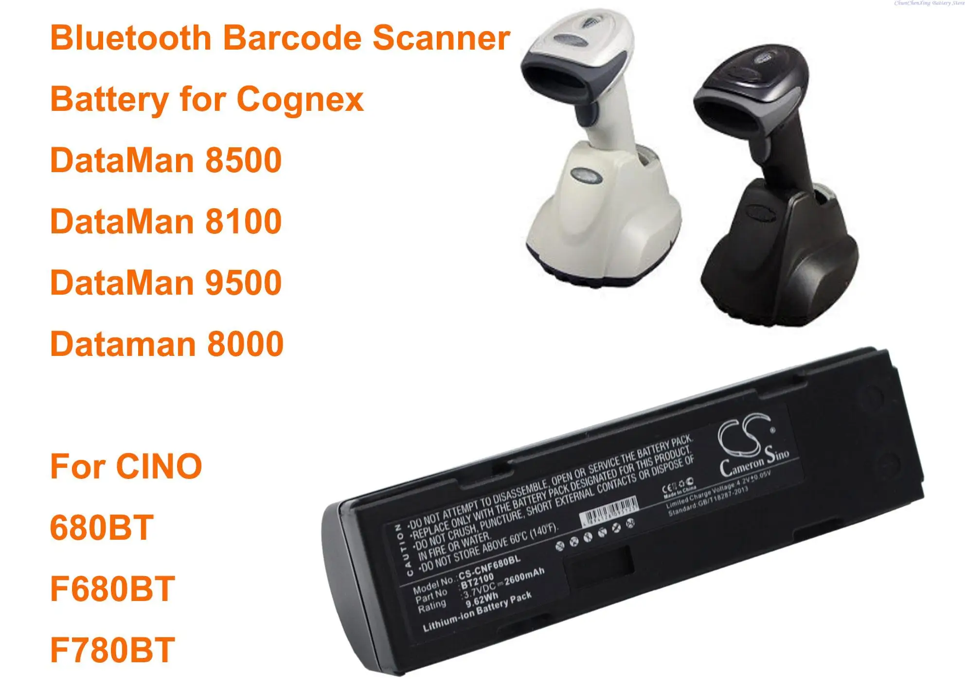 Cameron Sino 2600mAh Barcode Scanner Battery BT2100 for CINO 680BT, F680BT, F780BT, For Cognex DataMan 8500, 8100, 9500, 8000