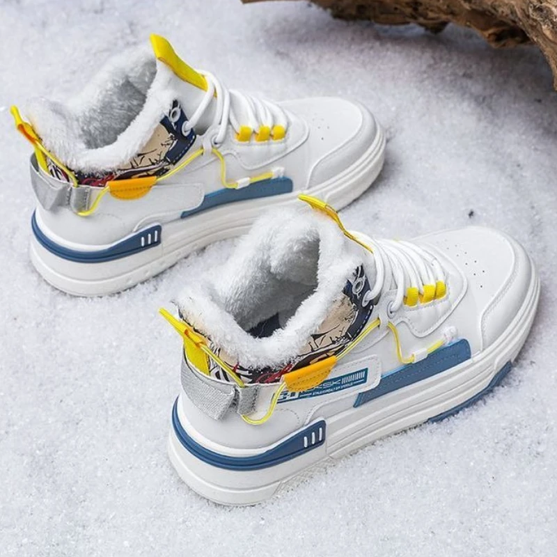 Cotton Padded Snow Boots for Men Thermal Insulated Fleece Lined Anti Slip Winter Shoes for Teen Boys Northeast Cold Climate​