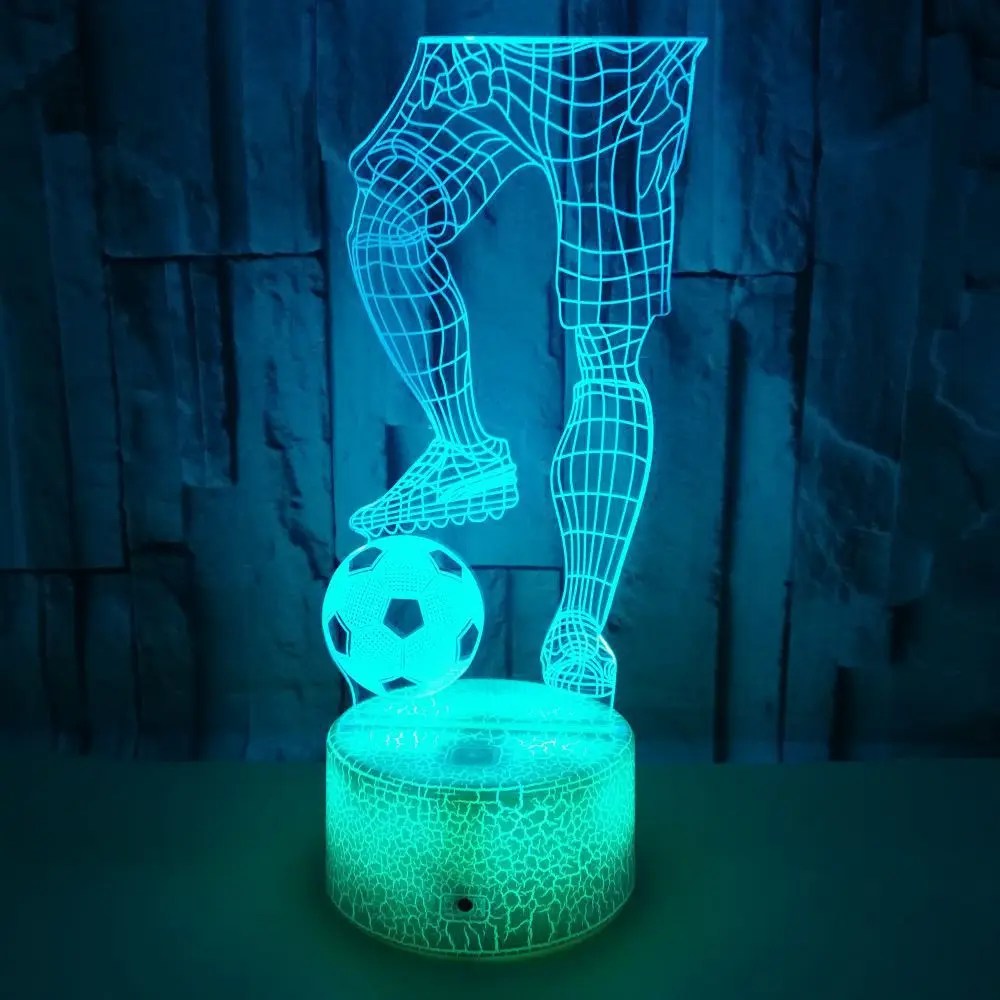 3D Play Football LED Night Light for Bedroom Decoration Colorful USB Table Lamp Home Decor Birthday Xmas Gift for Kids Boys