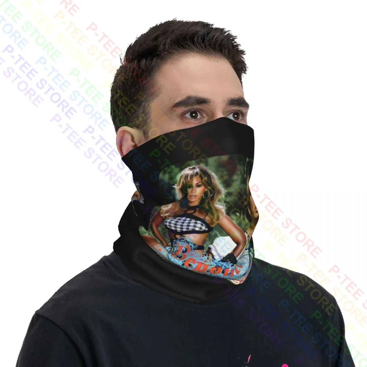 Vtg Beyonce Tour Rap Neck Gaiter Bandana Scarf Face Mask بسيط مضاد للأشعة فوق البنفسجية عالي المرونة