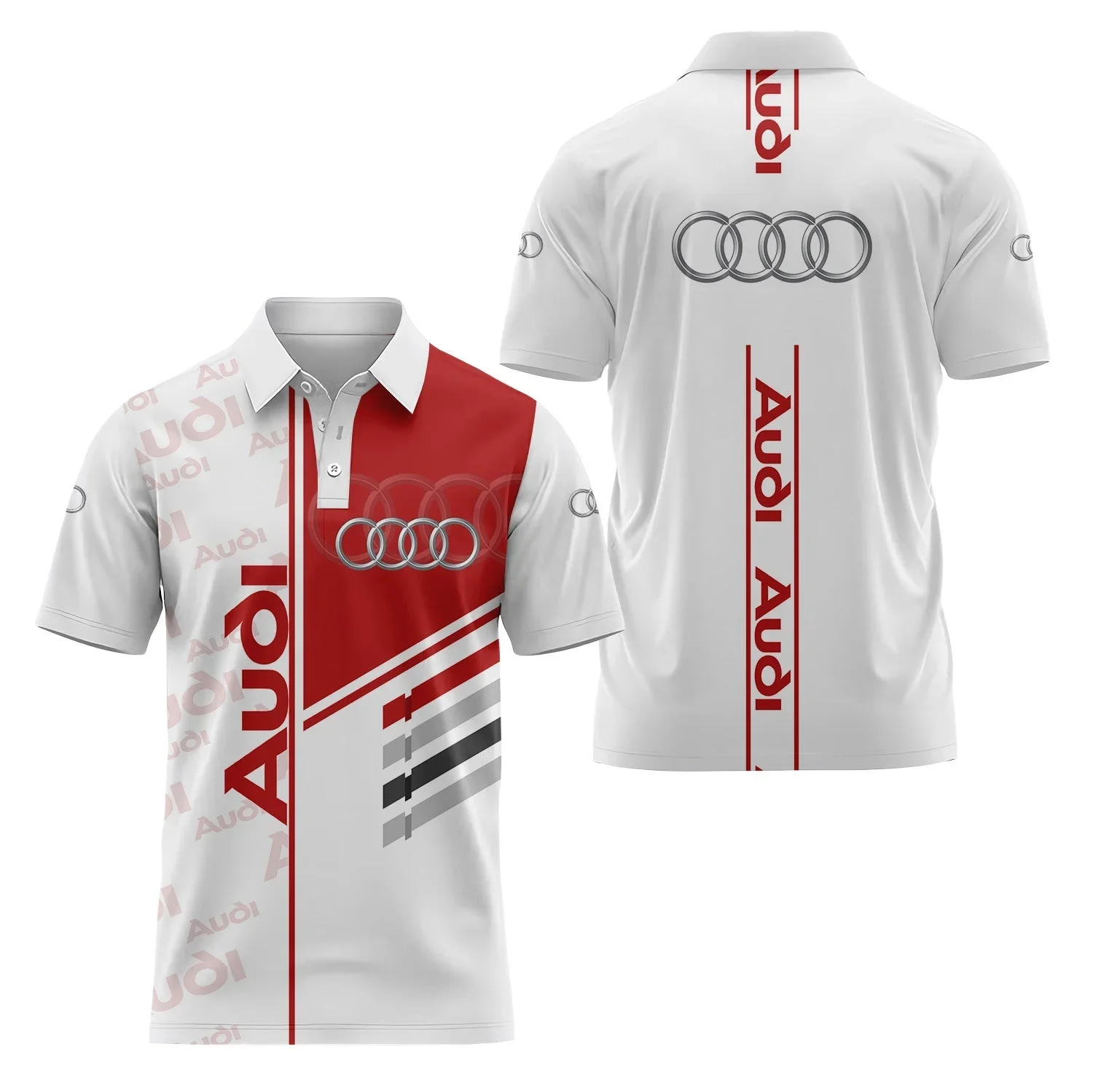 2026 3D Printed Audi Short-Sleeved Polo Shirt High-Quality Casual Sports Fashion T-Shirt Collar Fast Shipping