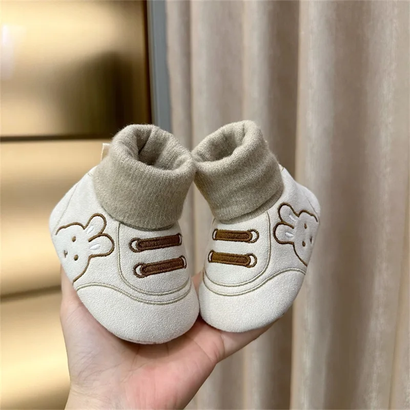 Blotona Cute Baby Girl Boy Flats Shoes Infant Bunny Embroidery Walker Crib Socks Shoes for Party, Festival, Baby Shower