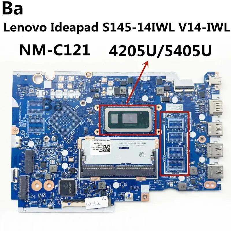 For Lenovo Ideapad S145-14IWL V14-IWL laptop motherboard NM-C121 with 4205U/5405UCPU