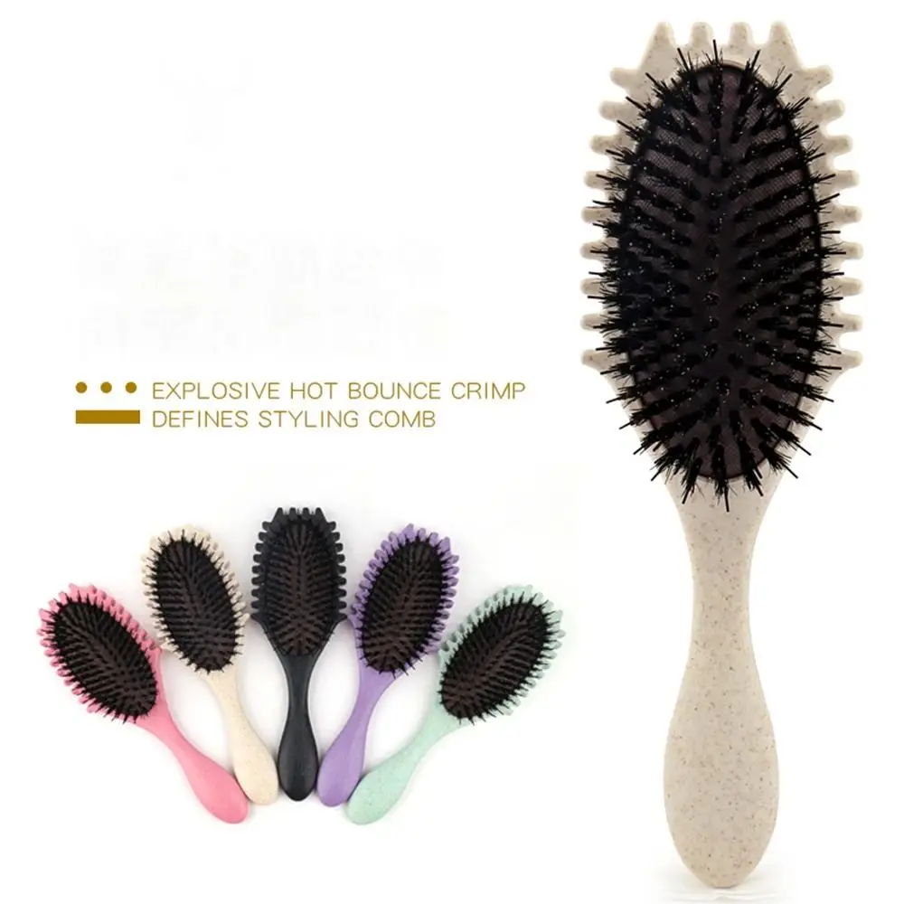 Brosse à cheveux en poils de sanglier pour la définition des boucles, outil de coiffure, peigne de tête de massage anti-léges, utilisation questionto