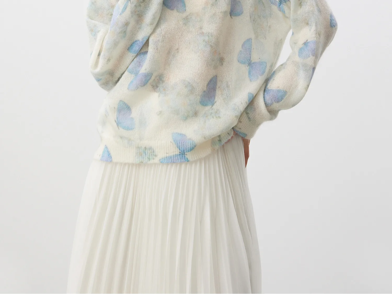 Pullover Romantic Smudge Pattern, Cloud Wool Shoulder Alpaca Wool Knitted Sweater Women's 26 New Models